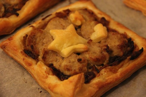 feuilleté boudin blanc compotée d'oignon