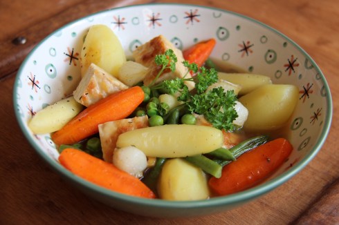 navarin printanier au tempeh, végétarien