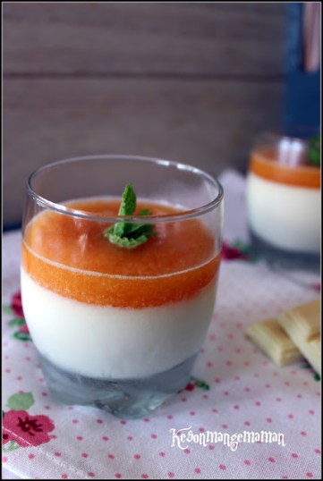 panna cotta chocolat blanc , coulis de melon