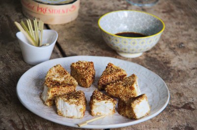 camembert pané au sésame, apéro, tapas, recette facile, express, rapide, sharing cuisine, blog culinaire lyon, blog cuisine lyon, végétarien